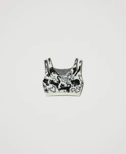 Top Cropped Jacquard In Filato Treeblend
