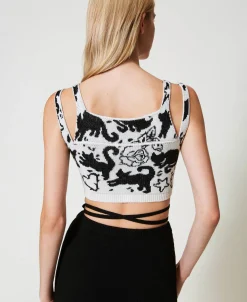 Top Cropped Jacquard In Filato Treeblend
