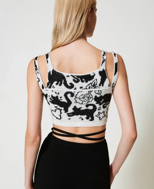 Top Cropped Jacquard In Filato Treeblend