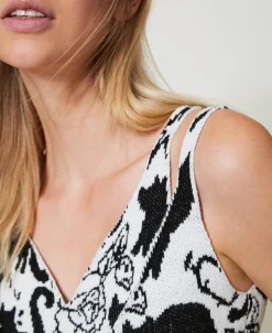 Top Cropped Jacquard In Filato Treeblend