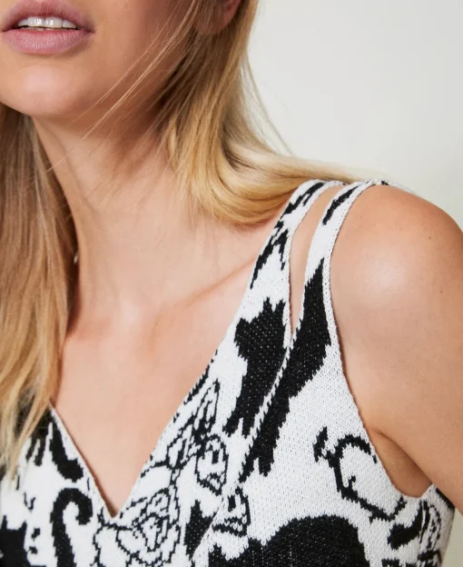 Top Cropped Jacquard In Filato Treeblend