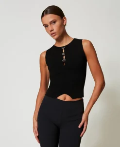 Top Doppio Uso In Maglia Con Oval T