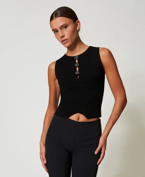 Top Doppio Uso In Maglia Con Oval T