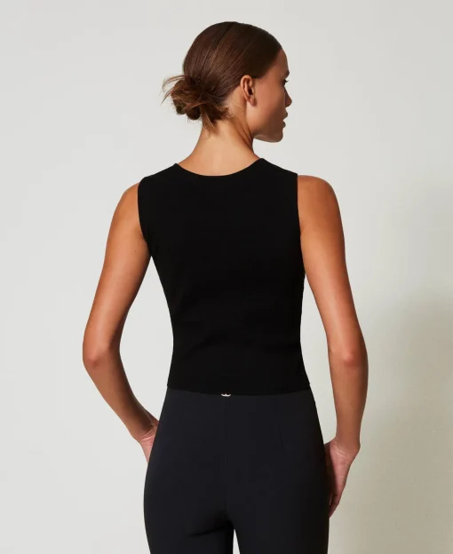 Top Doppio Uso In Maglia Con Oval T