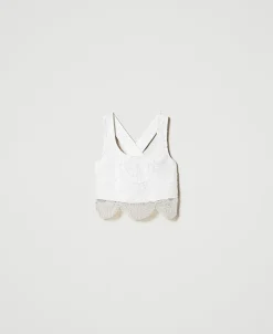 Top In Crêpe Cady E Organza Ricamata