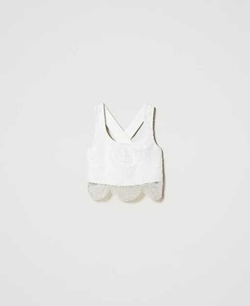 Top In Crêpe Cady E Organza Ricamata