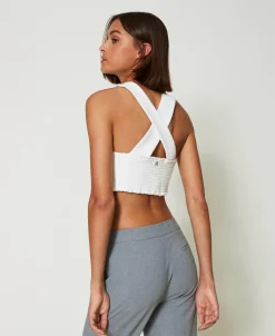 Top In Crêpe Cady E Organza Ricamata