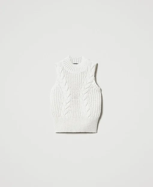 Top In Maglia Con Coste E Trecce