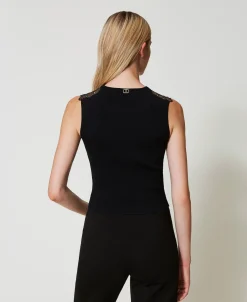 Top In Maglia Con Pizzo