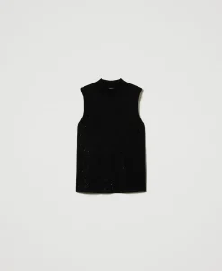 Top In Maglia Con Strass In Dégradé