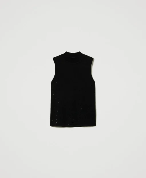 Top In Maglia Con Strass In Dégradé