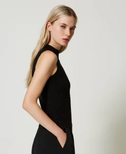 Top In Maglia Con Strass In Dégradé