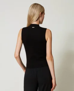 Top In Maglia Con Strass In Dégradé