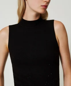 Top In Maglia Con Strass In Dégradé