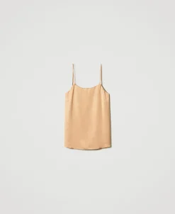 Top In Raso Con Scollo Dritto