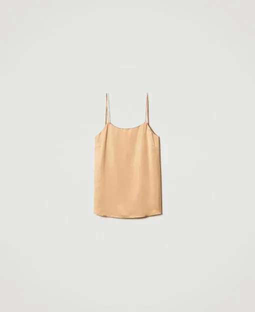 Top In Raso Con Scollo Dritto