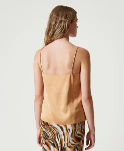 Top In Raso Con Scollo Dritto