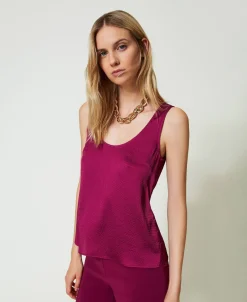 Top In Raso Martellato
