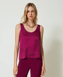 Top In Raso Martellato
