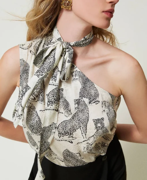 Top Monospalla Jacquard Con Stampa Giaguaro