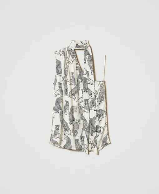 Top Monospalla Jacquard Con Stampa Giaguaro