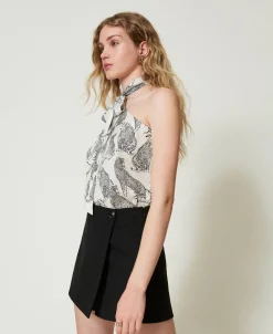 Top Monospalla Jacquard Con Stampa Giaguaro