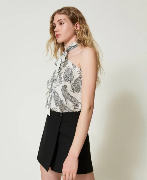 Top Monospalla Jacquard Con Stampa Giaguaro