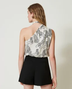 Top Monospalla Jacquard Con Stampa Giaguaro