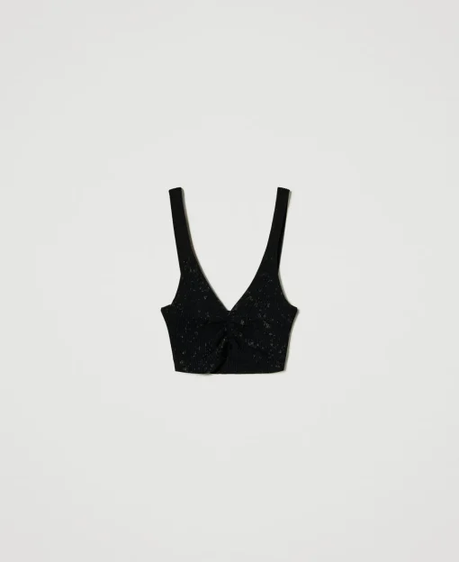 Top MYFO In Maglia Con Stampa Glitter