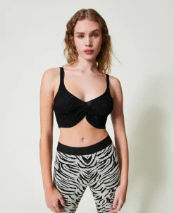 Top MYFO In Maglia Con Stampa Glitter
