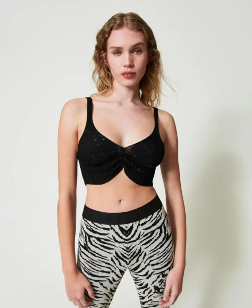 Top MYFO In Maglia Con Stampa Glitter