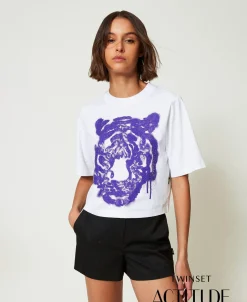 T-shirt Boxy MYFO Con Stampa E Paillettes