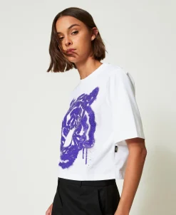 T-shirt Boxy MYFO Con Stampa E Paillettes