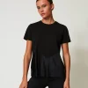 T-shirt Con Balze In Tulle