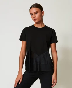 T-shirt Con Balze In Tulle