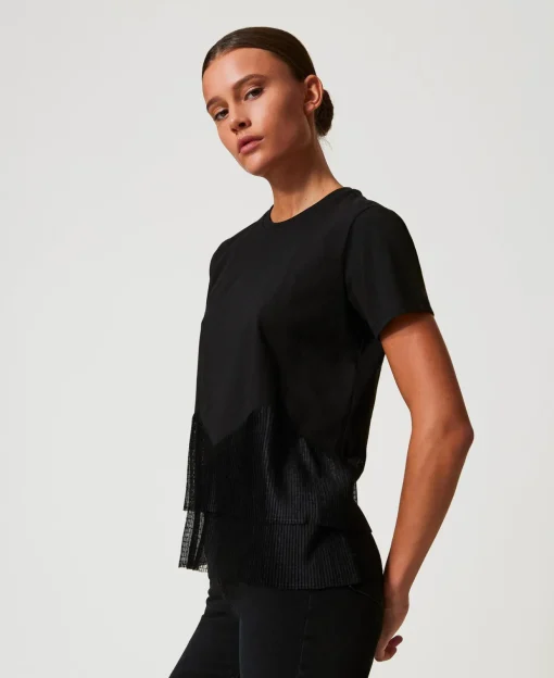 T-shirt Con Balze In Tulle