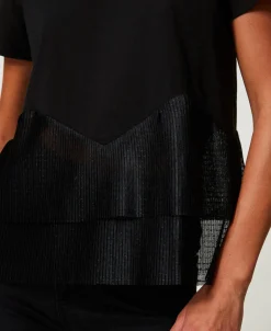 T-shirt Con Balze In Tulle