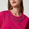 T-shirt Con Frange Ricamate