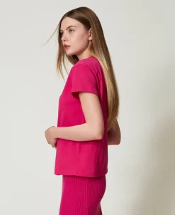 T-shirt Con Frange Ricamate