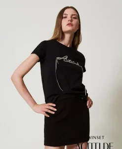 T-shirt Con Logo E Strass
