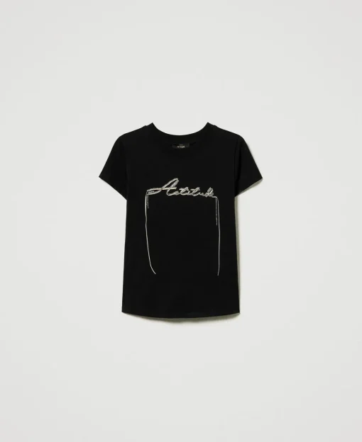 T-shirt Con Logo E Strass