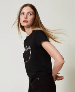 T-shirt Con Logo E Strass
