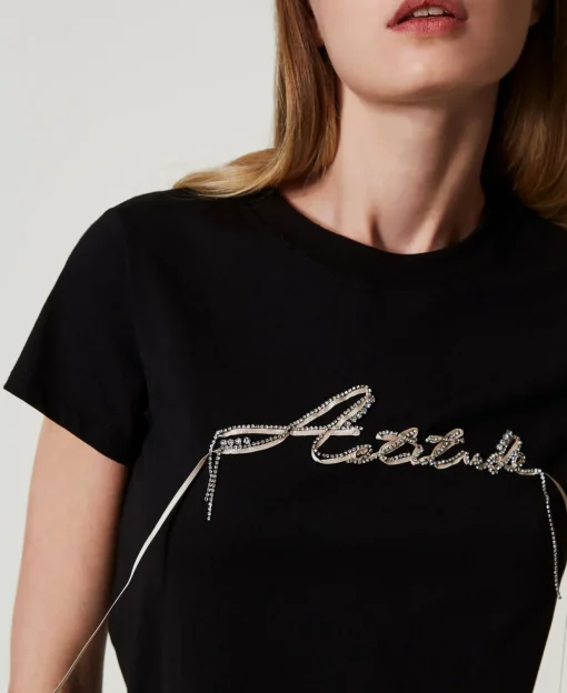 T-shirt Con Logo E Strass