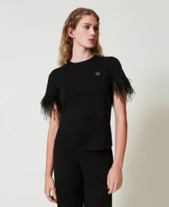 T-shirt Con Logo Oval T E Piume