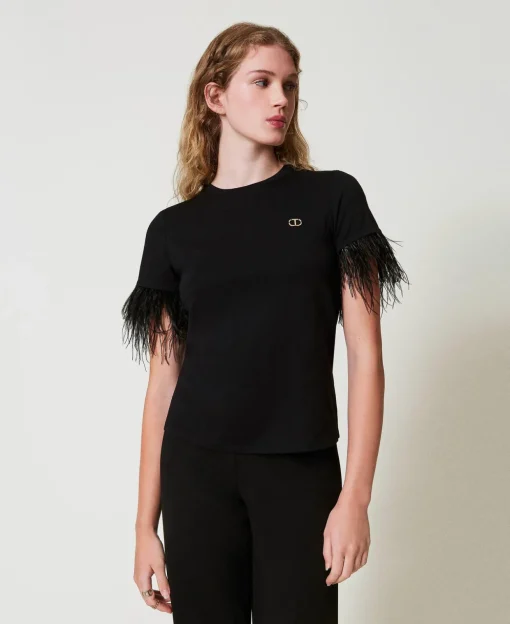 T-shirt Con Logo Oval T E Piume