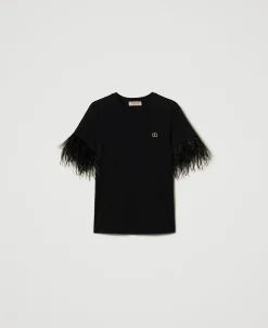 T-shirt Con Logo Oval T E Piume