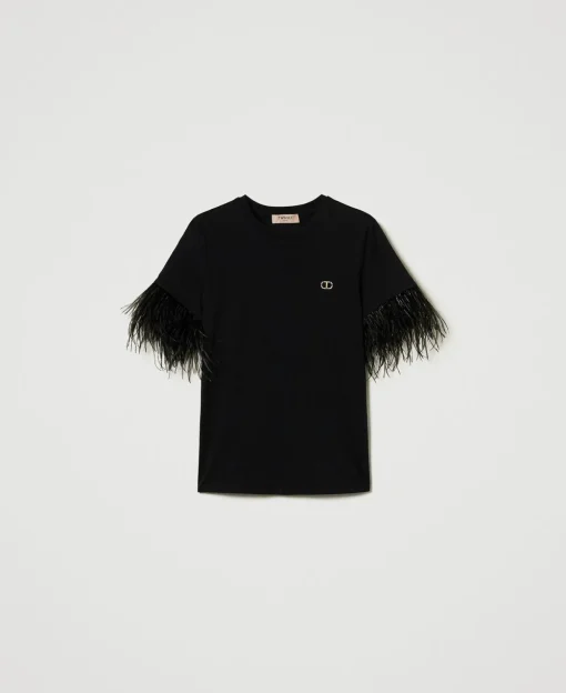 T-shirt Con Logo Oval T E Piume
