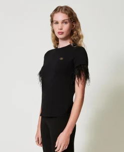 T-shirt Con Logo Oval T E Piume