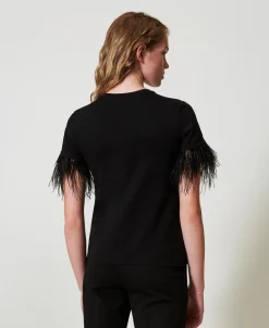 T-shirt Con Logo Oval T E Piume