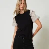 T-shirt Con Maniche In Creponne